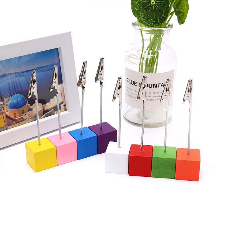 

1pcs Color Cube Alligator Wire Photo Clip Card Holder Stand Desktop Ornaments