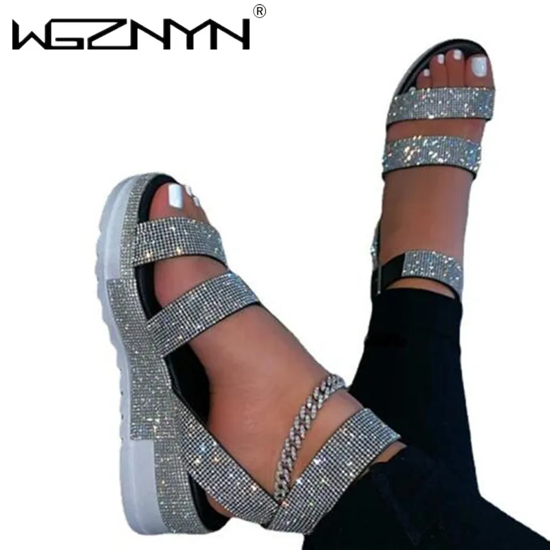 

Hot Ladies Flat Platform Sandals for Women 2021 Fashion Colorful Summer Sandals Women Casual Party Shoes Woman Big Size 34-43