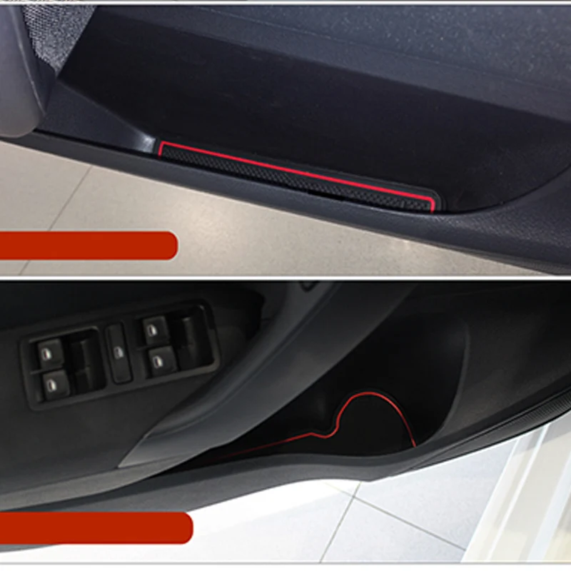

9Pcs Rubber Car Interior Anti-Slip Door Groove Mat For 2011-2017 Volkswagen Polo 6R GTI VW Polo Cup Pad Decoration Accessories