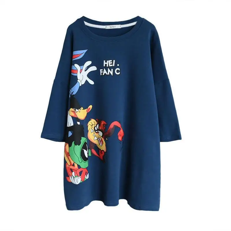 

New large T-shirt Europe station cartoon large size loose thin lazy style short sleeve bottomed shirt women's 2021 fashion