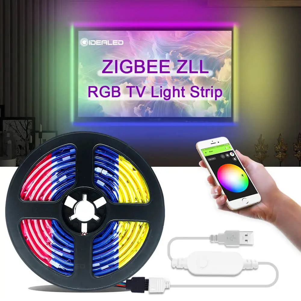 Smart Zigbee TV RGB Lights Strip APP Control for 40-60 inch HDTV Backlight USB Powered work with Alexa Echo plus SmartThings Hub