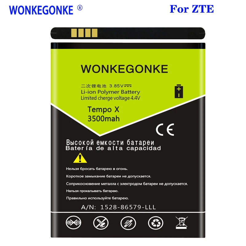 Аккумулятор WONKEGONKE 3500 мАч Li3822T43P4h736040 для zte Tempo X/Tempo Go/N9137/ZFive G LTE Z557BL/ZFive C
