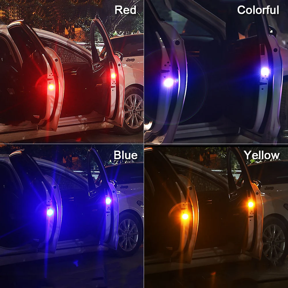 

2Pcs 5LED Car Decoration Door Safety Warning Light Anti-Collision And Anti-Collision Free Wiring Strobe Sensor Light