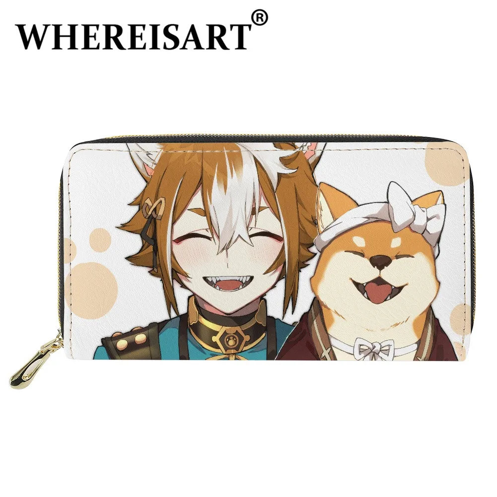 

WHEREISART High Popularity Game Genshin Impact Casual Card Holder Bag Cute Gorou Pattern Money Purse Snug PU Leather Long Wallet