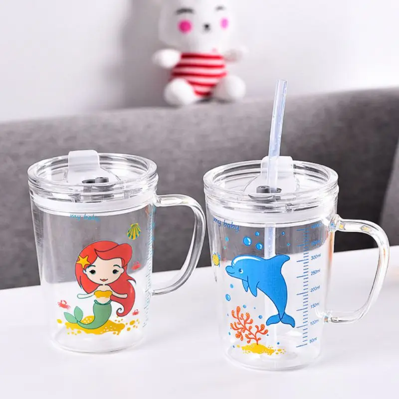 Стеклянная чашка для молока детские бутылочки кормления с соломинкой