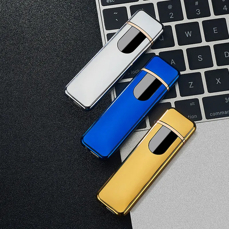 Новинка тонкая Usb зарядка зажигалка с сенсорным экраном электронные зажигалки