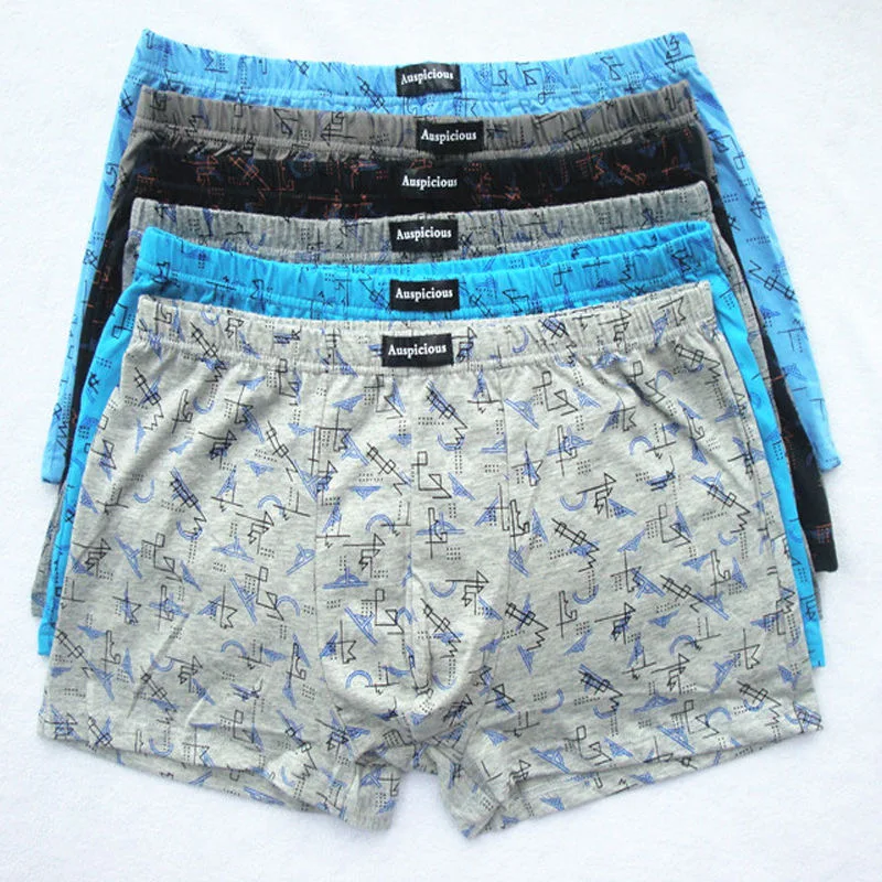 5pcs/Lot Men's underwear Man Cotton Boxer Men's mid-rise loose comfortable boxer 110KG large size 95% cotton underpants