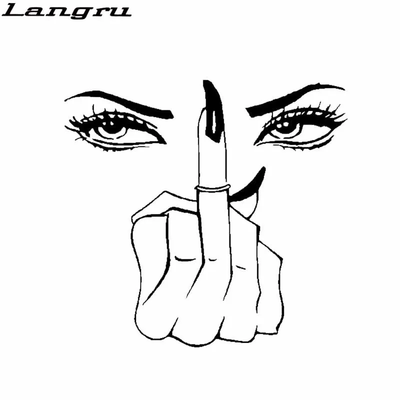 

Langru 16,2 см * 15,2 см глаза девушка Виниловая Наклейка Декор Женщина средний палец Автомобильная наклейка аксессуары Jdm