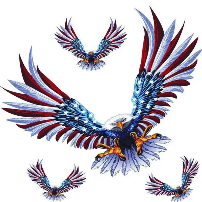 

1 Set/4Pcs Car Decal Flying Hawk Auto Truck Hood Side Eagle USA Flag Sticker