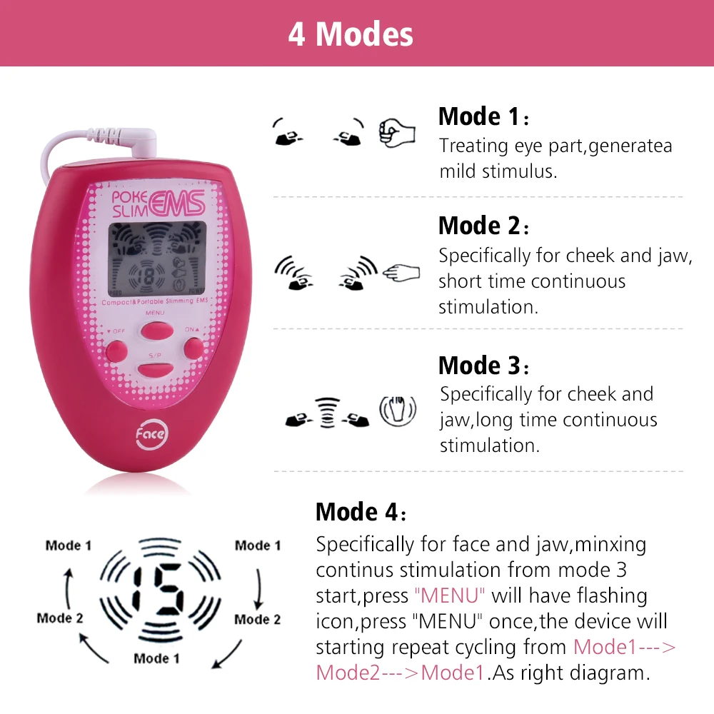 

EMS Face Body Pulse Muscle Stimulator With Electrode Pads Newest Electric Slimming Facial Massager V-Face Trainer Jaw Exerciser