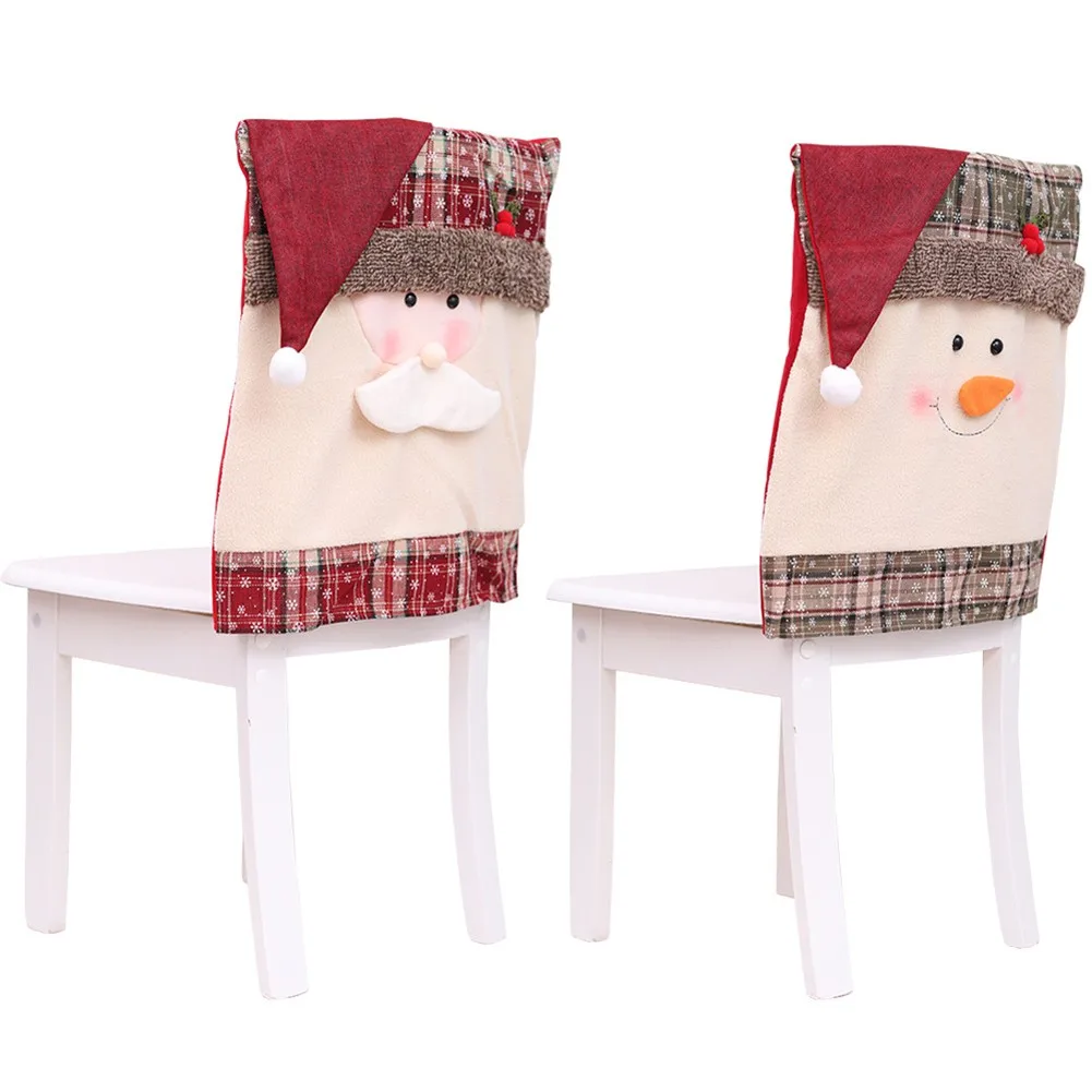 

Christmas Stretch Back Chair Cover Santa Clause Banquet Party Seat Cover Slipcover Kitchen Home Decoration Ornament 2022 Navidad