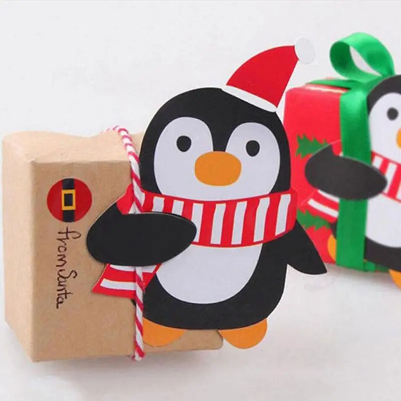 

Santa Claus Penguin Design Sweet Holder Paper Card Lollipop Stick Card Candy Stick Card Decoration Ornament Gift