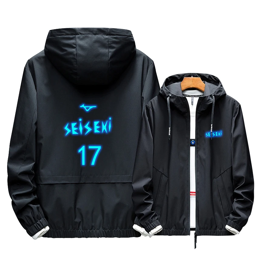 

Couples Coat DAYS Cosplay Hoodie Role Tsukamoto Tsukushi Kazama Jin Luminous Print Black Zipper Fleece Tooling Thick Jacket
