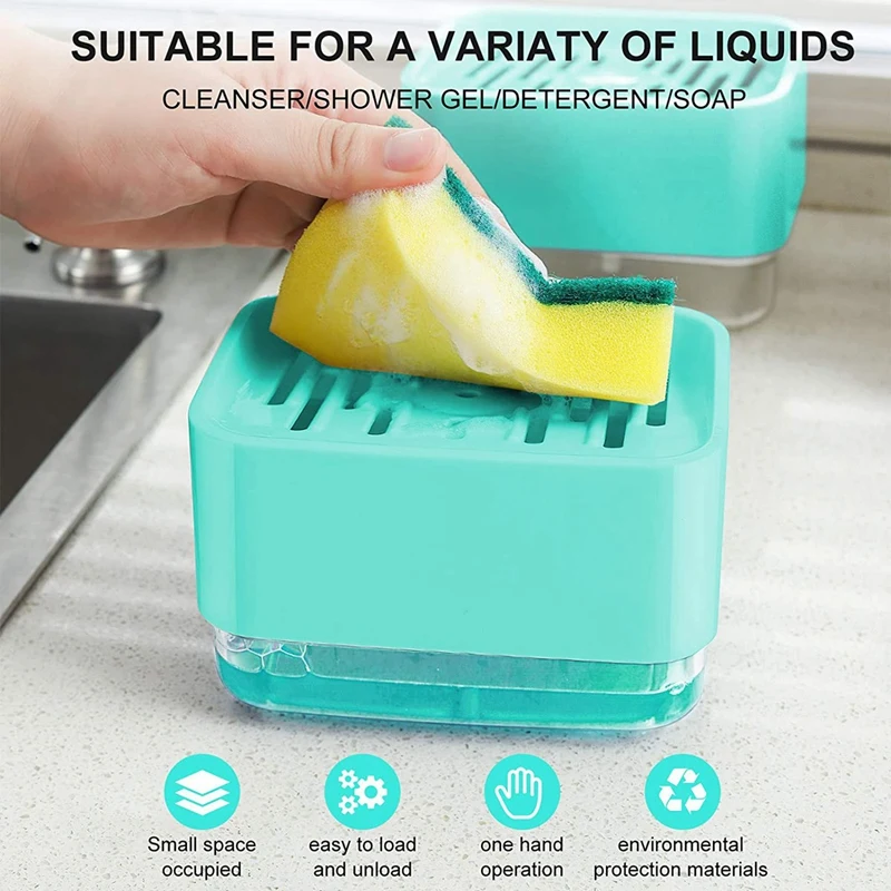 

Hair Comb Wooden Comb with Soap Dispenser + Sponge Holder Hollow Design Dish Soap Dispenser