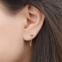 jujie korean asymmetric crystal stainless steel earrings for women 2020 classic gold chain earing jewelry wholesaledropshipping
