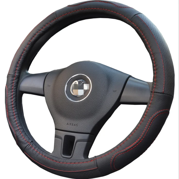

Car Steering Wheel Cover Leather Universal Perforated Breathable Steering Wheel Protector Anti-Slip 38CM car stuff