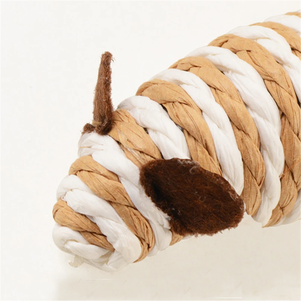 

Sisal Mouse With Feather Tail Cartoon Rat Pet Squeak Toy Colorful Kitten Molar Mice Rope Braided Fake Mouse Cat Interactive Toys