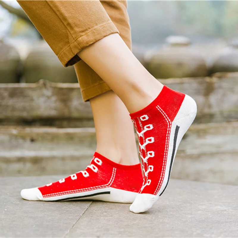 5 Pairs/lot Shoes Pattern Women Men Socks Cotton Funny Socks Girls Harajuku Short Socks Ankle Casual Soft Calcetines Mujer