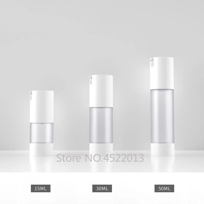

15/30/50ml 20pcs/lot Empty White PP Cosmetic Frosted Vacuum Lotion Nozzle Container, DIY Portable Travel Airless Liquid Package