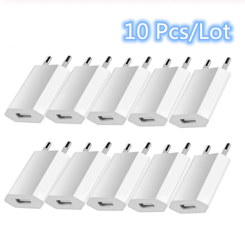 

10 шт./партия, настенное зарядное устройство USB для iPhone, зарядное устройство для Apple iPhone X XR 4 5 5S 6S 7 для Samsung для Huawei