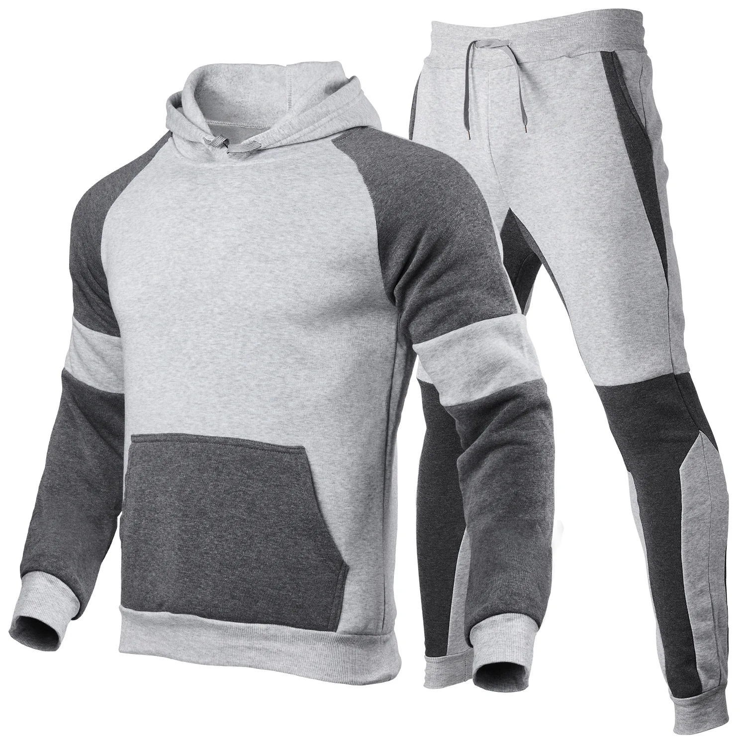 Мужской спортивный костюм ZOGAA однотонный пуловер контрастной прострочки с