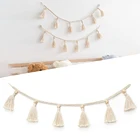 Плетеная гирлянда ручной работы с кисточками, декор для ротанга, плетеная корзина, Богемские макраме, деревянные бусины, настенные подвесные украшения, украшения для дома