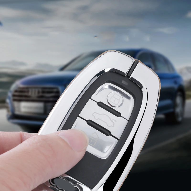 Hight quality alloy+suede Car Key Cover Case For Audi A4L A6L Q5 A8 A5/A7 S5/S7 Intelligent fold 3 Buttons Remote Keyless | Аксессуары