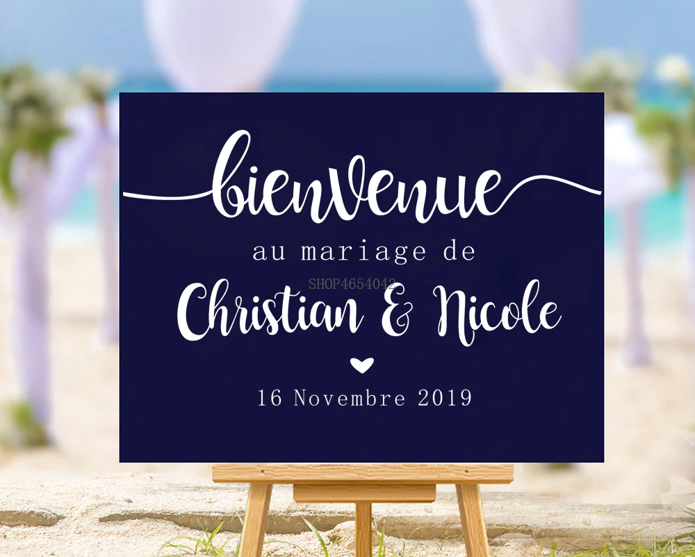 Виниловая наклейка для свадебной доски с французскими надписями на заказ