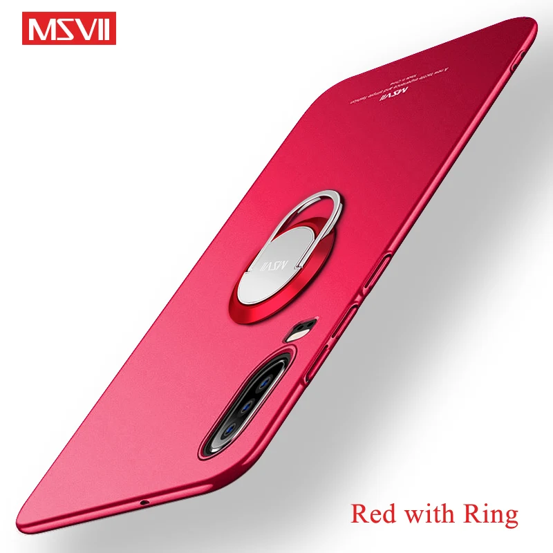 red with ring P30 Pro Чехол MSVII тонкий матовый чехол для huawei P30 Lite чехол P 30 P20 Lite Жесткий PC чехол для huawei P20 Pro P 20 Lite чехол s - Цвет: red with ring