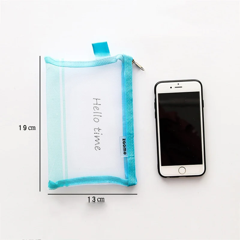 Простой Прозрачный сетчатый пенал милые нейлоновая коробка для ручек и