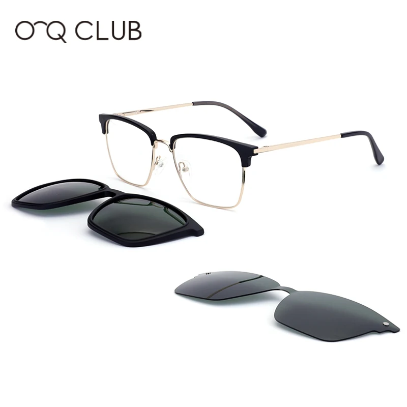 

Мужские магнитные поляризованные очки O-Q CLUB 3 в 1 солнцезащитные очки с зажимом квадратные очки для коррекции миопии мужская оправа 69997