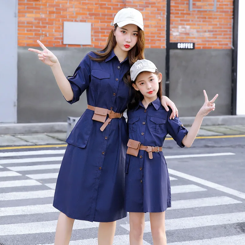 Одинаковая одежда для всей семьи WLG модные платья Мама и я демисезонное темно