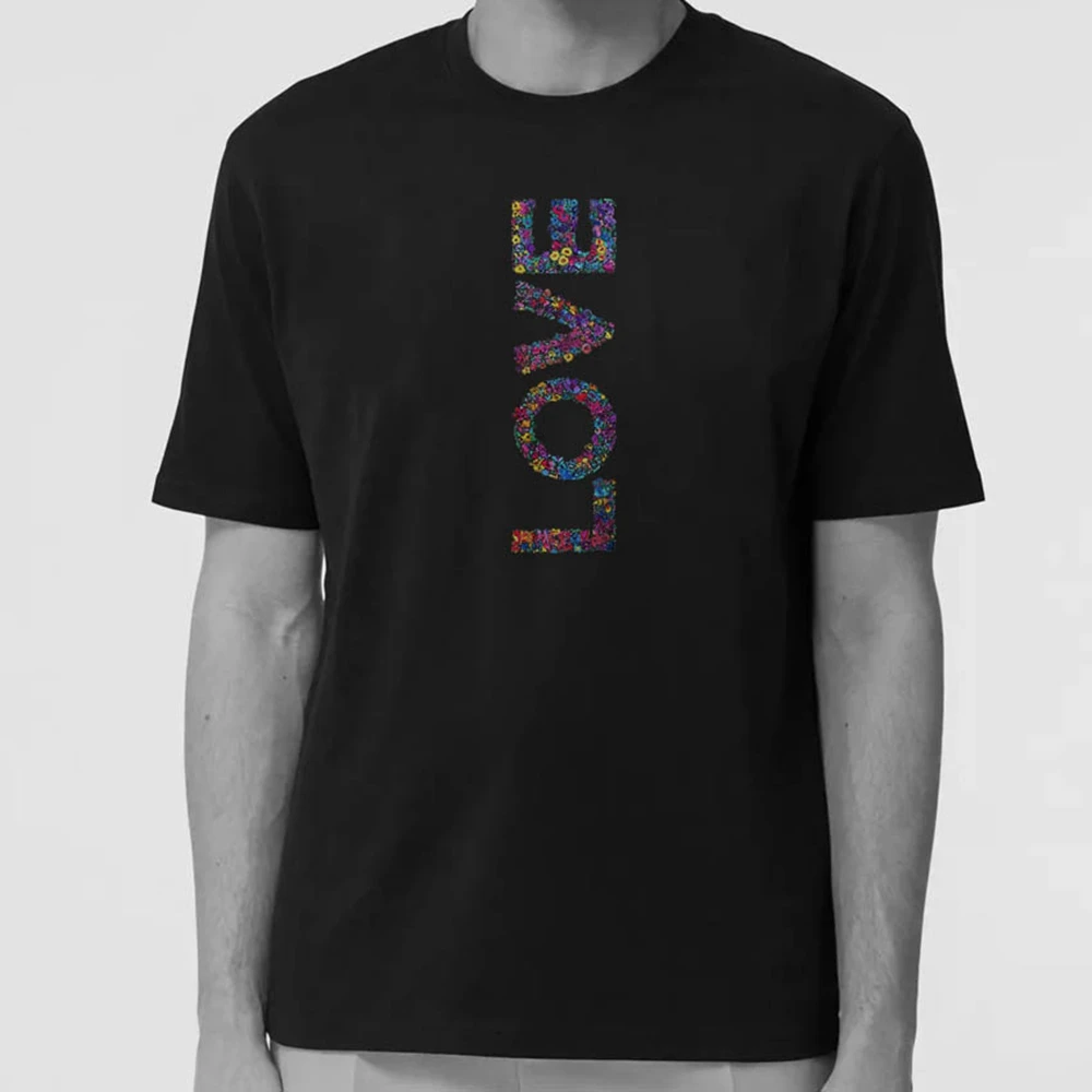

COOLMIND 100% cotton love print short sleeve unisex T shirt loose cotton love men tshirt big size t-shirt men tee shirts tops