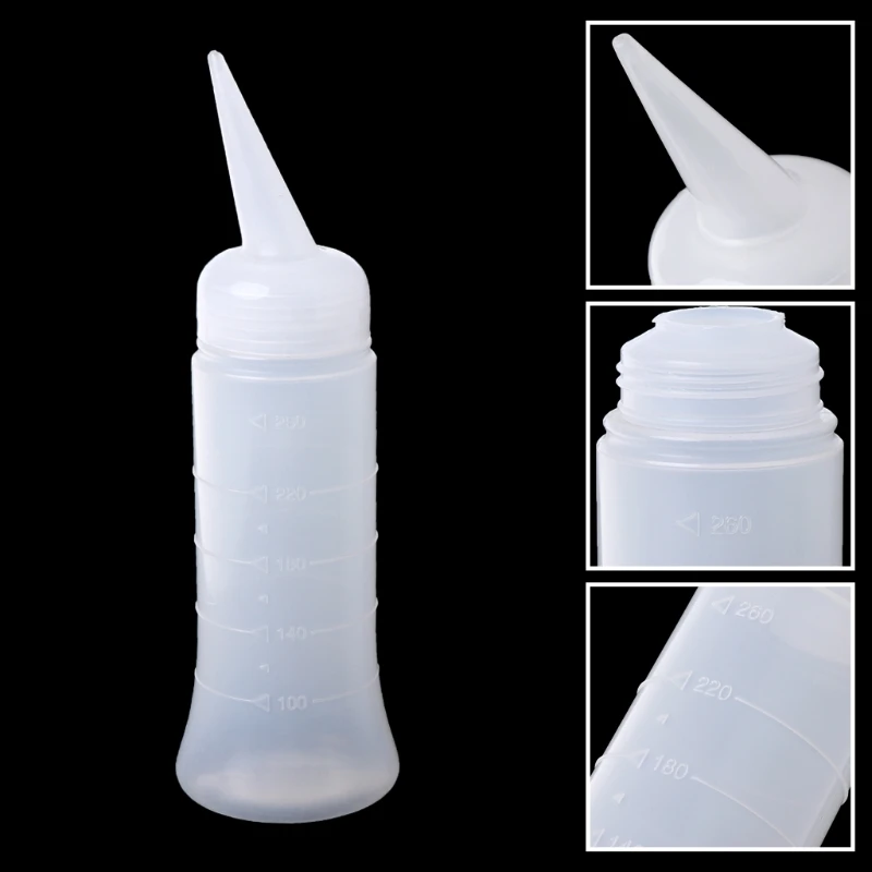 

120ml/260ml Salon Applicator Measuring Plastic Bottle Hair Styling Hairdressing