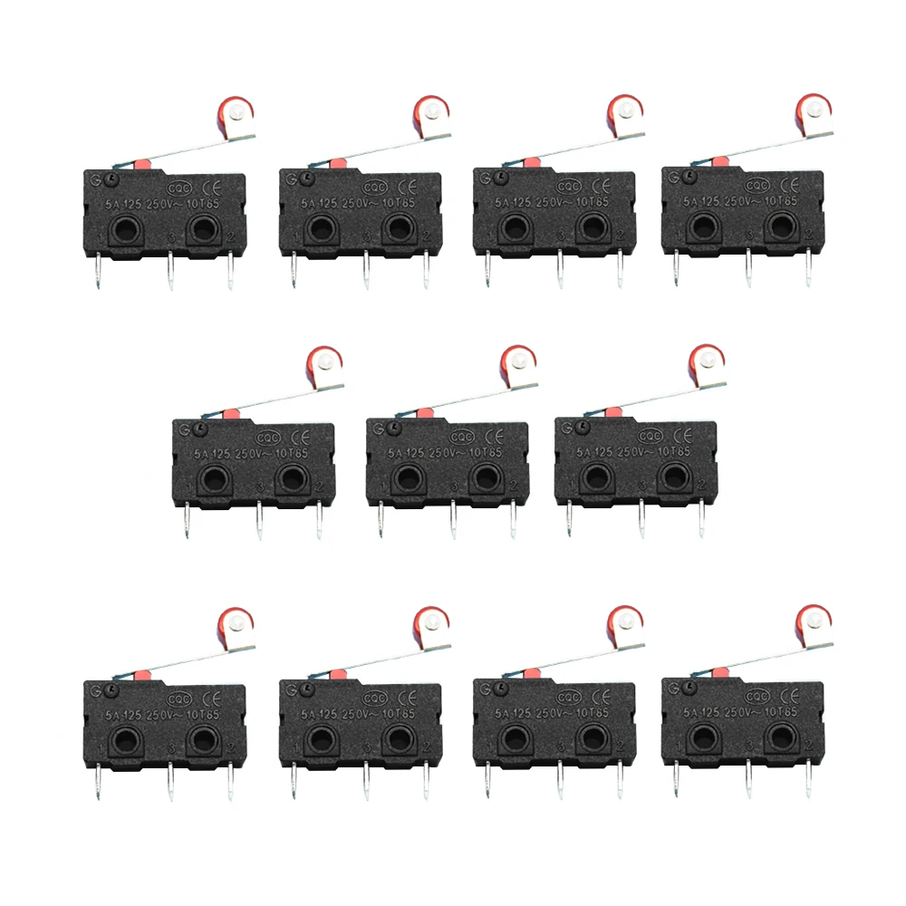 

10Pcs Mini 3PIN SPDT Micro Limit Switch Roller Lever Arm Snap Action Switch Economics