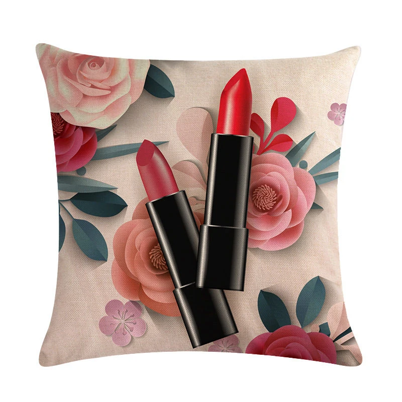 

Cosmetic Lipsticks Pattern Cotton Linen Throw Pillow Cushion Cover Car Home Sofa Bed Decorative Pillowcase Funda Cojin 40642