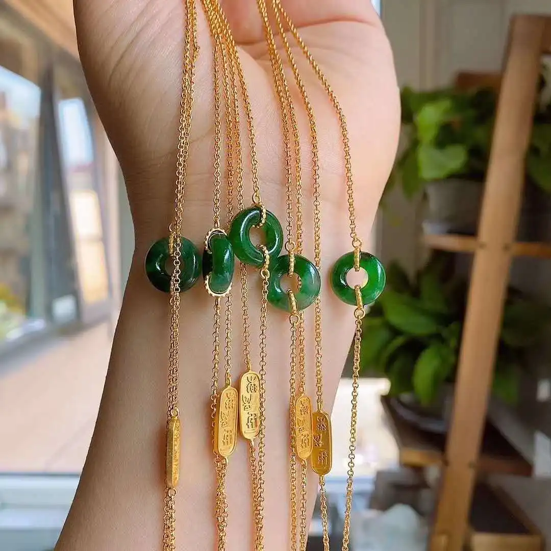 

new inlaid natural Hetian Chalcedony bracelet Chinese style retro unique ancient gold craft charm women's brand jewelry