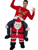 cosplay santa claus mascot ride on shoulder me back cosutme pants dress us xmas