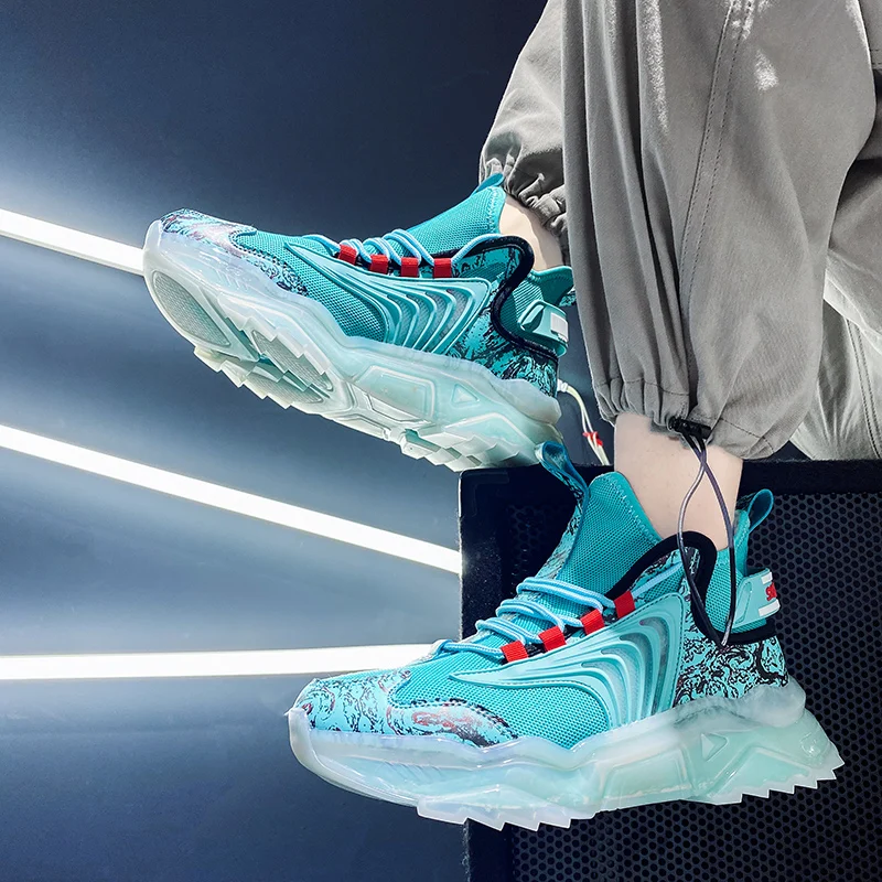 

2021 Running Shoes for Men Summer Autumn Mesh Breathable Men Sneakers Sport Gym Trainers Lake Blue Boys Trendy Run Shoes