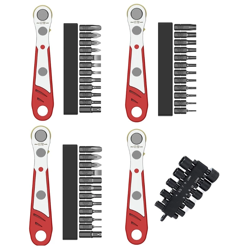 

Two-way Multifunctional Right-angle Ratchet Screwdriver Set Phillips Flat-blade Screwdriver Head Set B2QB