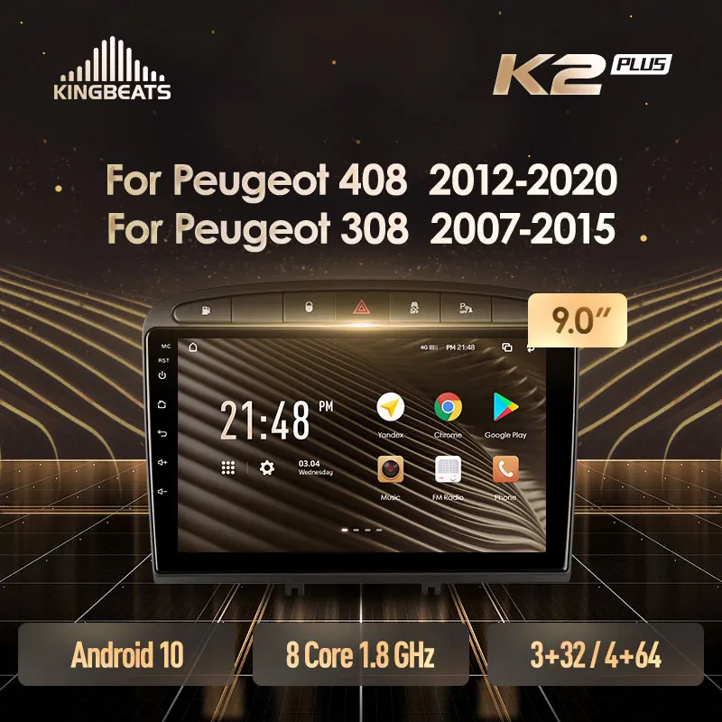 KingBeats штатное головное устройство For Peugeot 408 1 2012 2020 GPS Android 10 автомагнитола на