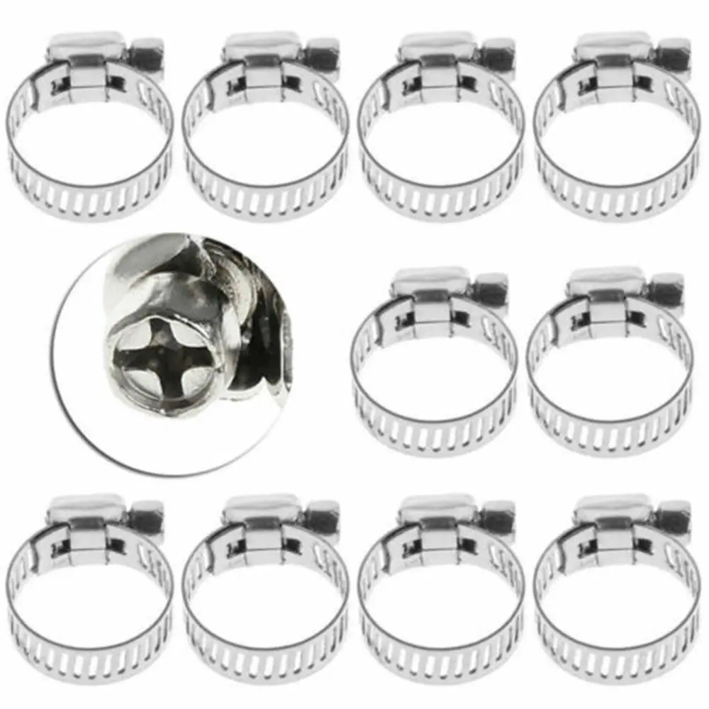 

20pcs 13mm-20mm/8mm-12mm Adjustable Stainless Steel Drive Hose Clamp Fuel Line Worm Clip Elastic Clamp