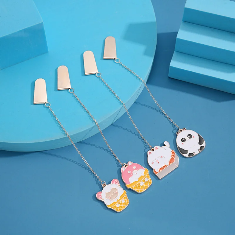 

2pc Cartoon Panda Animal Pendant Bookmark Creative Exquisite Metal Pattern Book Mark Page Folder Marker Office School Supplies