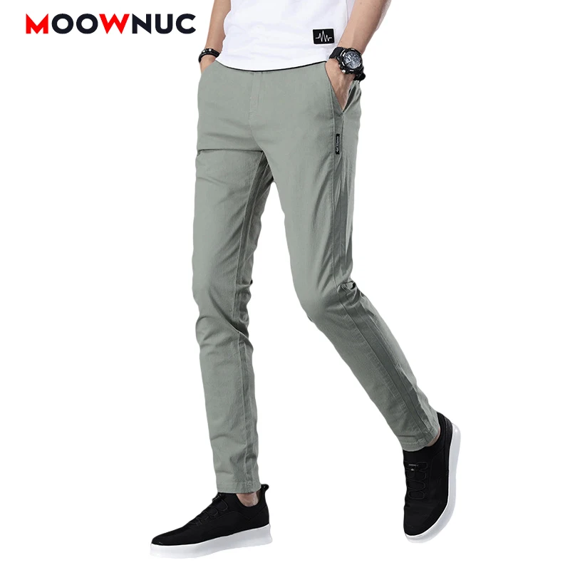 

Men's Pants 2020 New Summer Straight Cotton Fashion Casual Trousers Fit Male Full Length Sweatpant Hombre Streetwear MOOWNUC