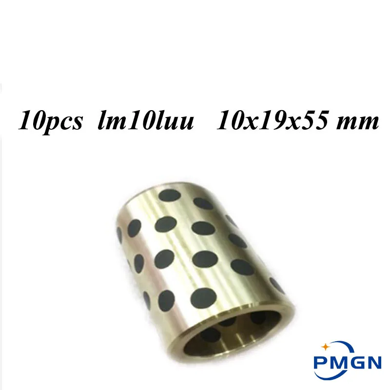 

10PCS 10x19x55mm linear graphite copper set bearing copper bushing oil self-lubricating bearing JDB for shaft 10mm LM10LUU LM10L