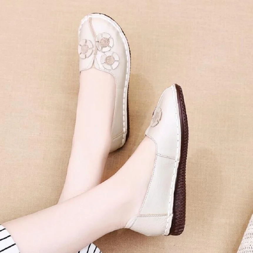 

SNURULANGenuine leather single shoes women new ethnic style handmade shoes moccasins soft artistic retro flat maternity shoe