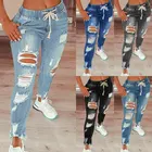Женские модные рваные джинсы скинни Новинка 2021 пикантные облегающие джинсы на бедрах одежда из спандекса для мам джинсы большого размера женские комбинезоны