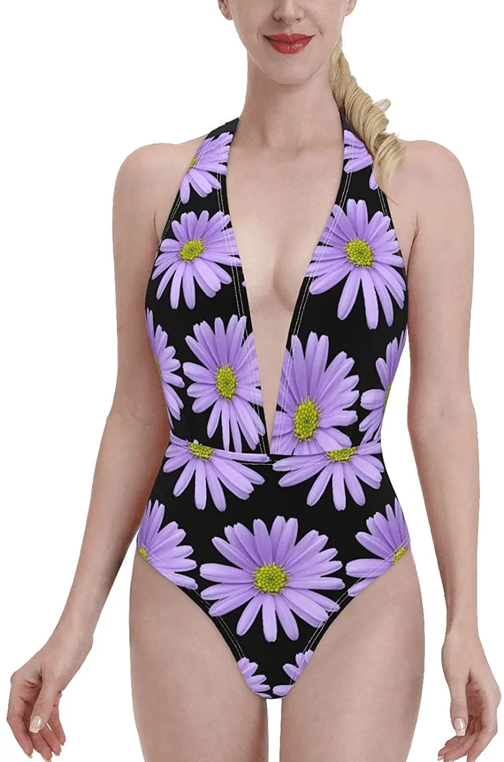 

Women's Swimsuit Sexy Deep V Neck Swimsuit Halter High Waist Bikini