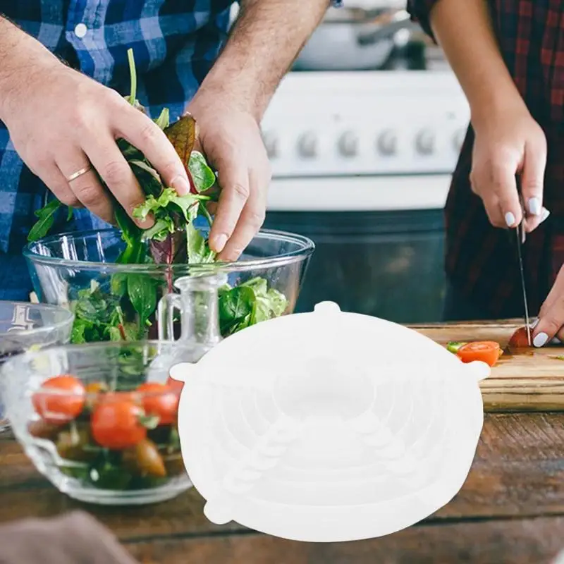 6 шт. многоразовая силиконовая пищевая обертка эластичная вакуумная герметичная