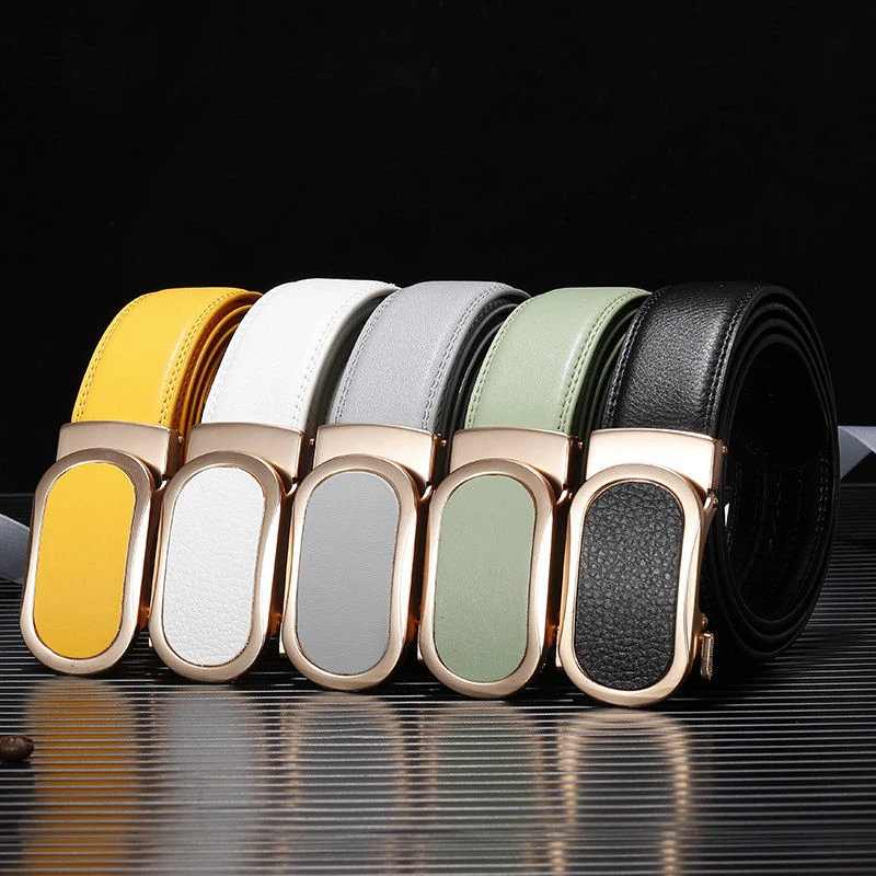 Classic Leather Belt Fashion Men's And Women Leather Automatic Buckle Belt High-Quality Casual New Trend Multi-Color Luxury Belt